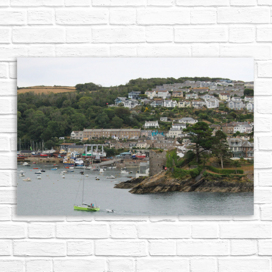 Giclee Mounted Wall Art Prints. Polruan Aerial View From Fowey. Cornwall. England.