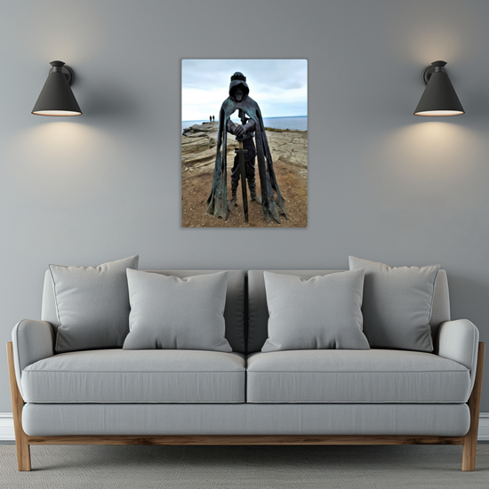 Metal Wall Art Prints. King Arthur Statue. Tintagel. Cornwall. England.