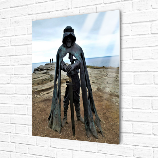 Metal Wall Art Prints. King Arthur Statue. Tintagel. Cornwall. England.