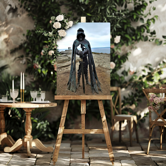 Metal Wall Art Prints. King Arthur Statue. Tintagel. Cornwall. England.
