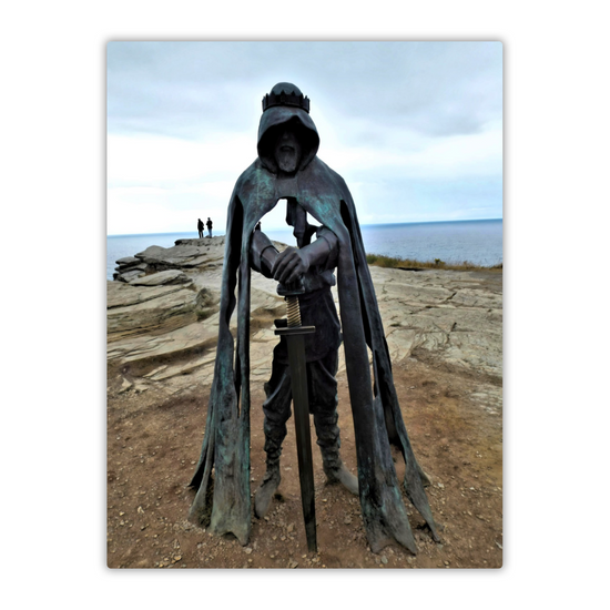 Metal Wall Art Prints. King Arthur Statue. Tintagel. Cornwall. England.