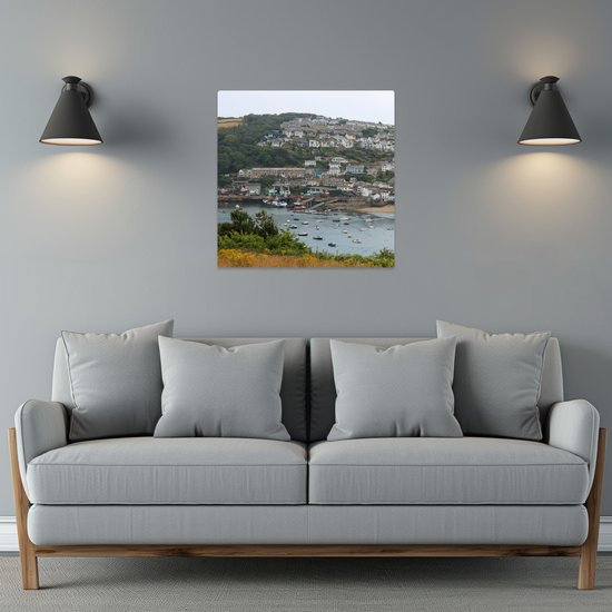 Metal Wall Art Prints. Polruan Aerial View From Fowey. Cornwall. England.