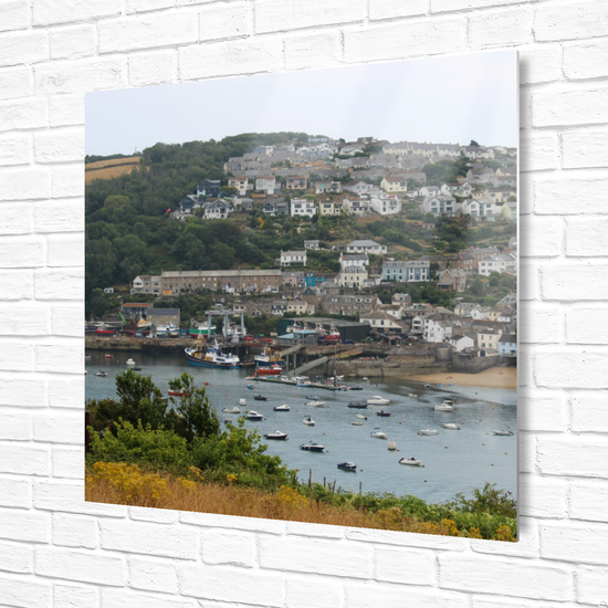 Metal Wall Art Prints. Polruan Aerial View From Fowey. Cornwall. England.