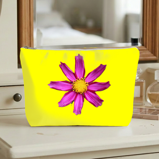 The Luxury  Poly Linen Cosmetic Bag. Flowers & Nature.