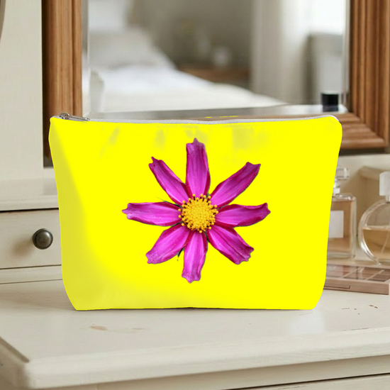 The Luxury  Poly Linen Cosmetic Bag. Flowers & Nature.