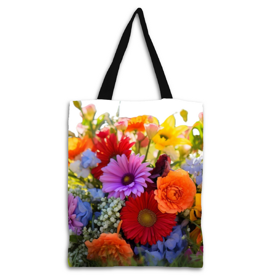 The Elegant All- Over Printed Poly Canvas Tote Bag. Flowers & Nature.