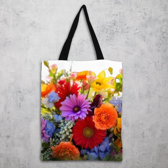 The Elegant All- Over Printed Poly Canvas Tote Bag. Flowers & Nature.