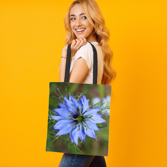The Elegant All - Over Printed Poly Canvas Tote Bag. Flowers & Nature.