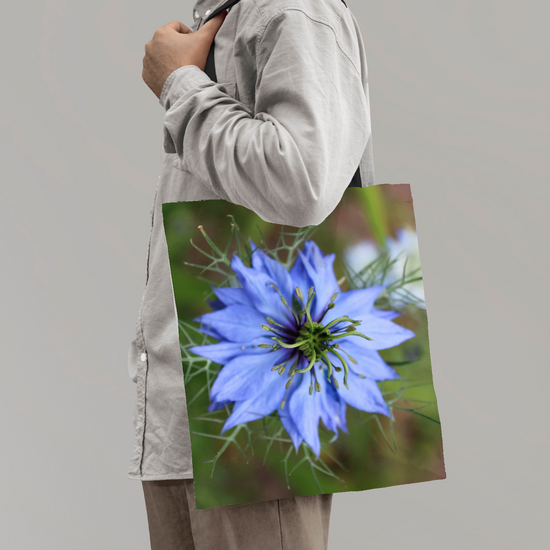 The Elegant All - Over Printed Poly Canvas Tote Bag. Flowers & Nature.