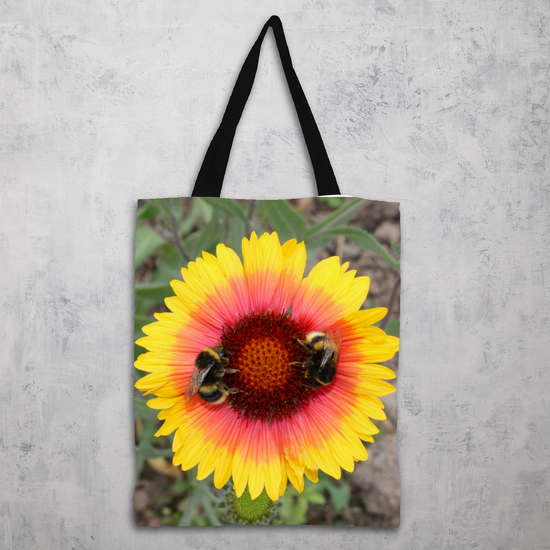 The Elegant  All - Over Printed Poly Canvas Tote Bag. Flowers & Nature.