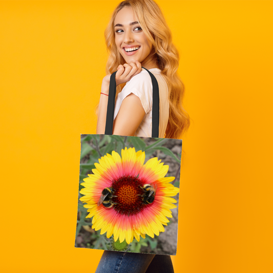 The Elegant  All - Over Printed Poly Canvas Tote Bag. Flowers & Nature.