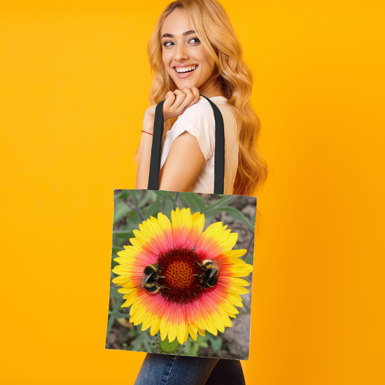 The Elegant  All - Over Printed Poly Canvas Tote Bag. Flowers & Nature.