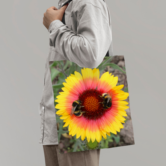 The Elegant  All - Over Printed Poly Canvas Tote Bag. Flowers & Nature.
