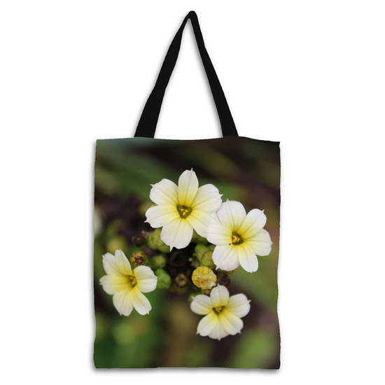 The Elegant All - Over Printed Poly Canvas Tote Bag. Flowers & Nature.