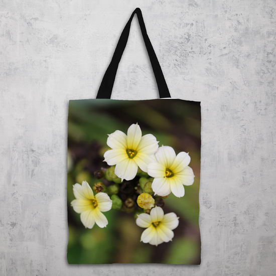 The Elegant All - Over Printed Poly Canvas Tote Bag. Flowers & Nature.