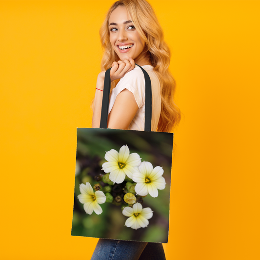 The Elegant All - Over Printed Poly Canvas Tote Bag. Flowers & Nature.