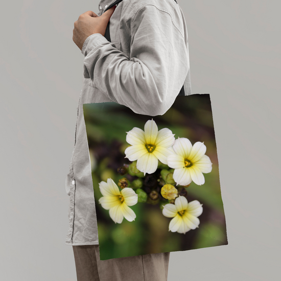 The Elegant All - Over Printed Poly Canvas Tote Bag. Flowers & Nature.