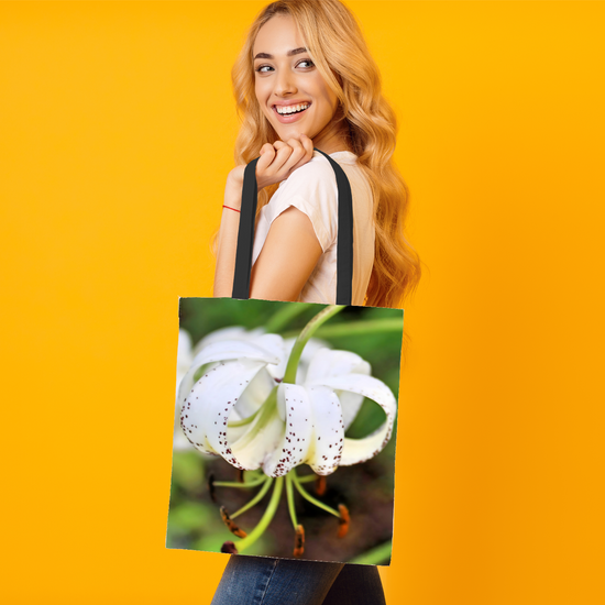 The Elegant All - Over Printed Poly Canvas Tote Bag. Flowers & Nature.