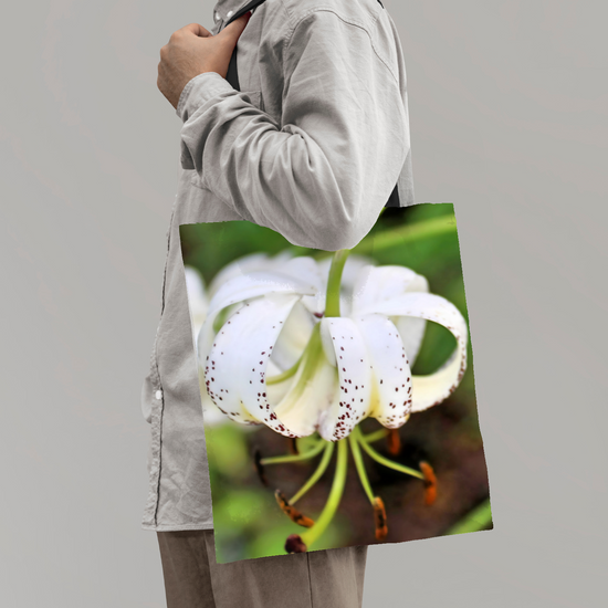 The Elegant All - Over Printed Poly Canvas Tote Bag. Flowers & Nature.