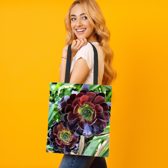 The Elegant All - Over Printed Poly Canvas Tote Bag. Flowers & Nature.