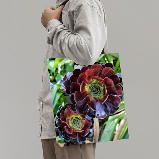 The Elegant All - Over Printed Poly Canvas Tote Bag. Flowers & Nature.