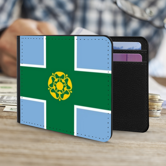 The Faux Leather Gentleman's Wallet. The County Flags Of England. Derbyshire.