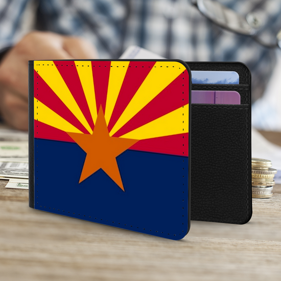 The Faux Leather Gentleman's Wallet.  The State Flags Of America. Arizona.
