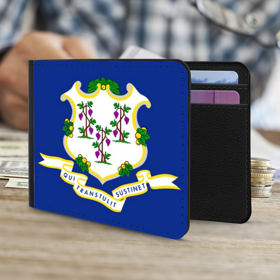 The Faux Leather Gentleman's Wallet. The State Flags Of America. Connecticut.