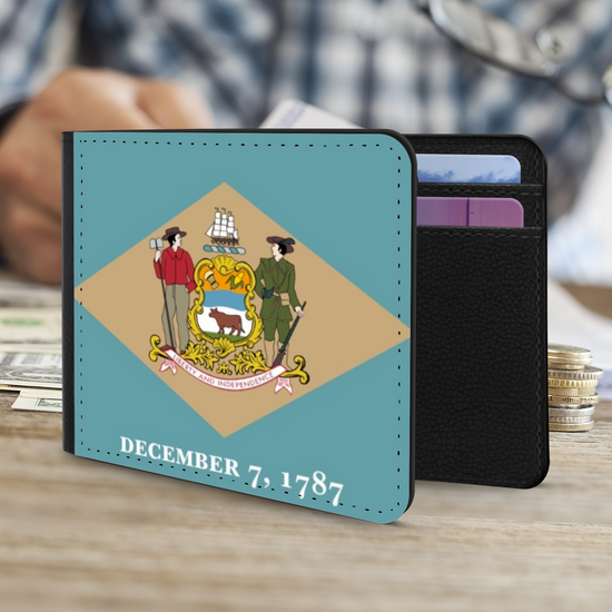 The Faux Leather Gentleman's Wallet. The State Flags Of  America. Delaware.