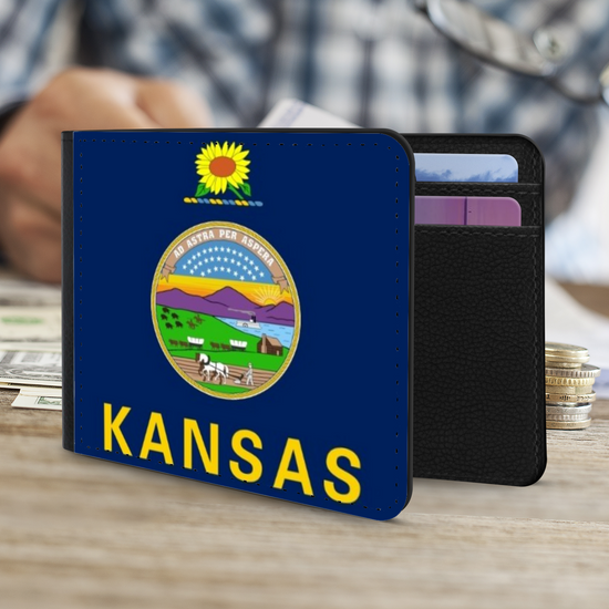 The Faux Leather Gentleman's Wallet. The State Flags Of America. Kansas.