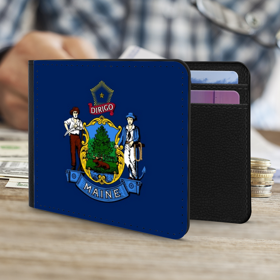 The Faux Leather Gentleman's Wallet. The State Flags Of America. Maine.