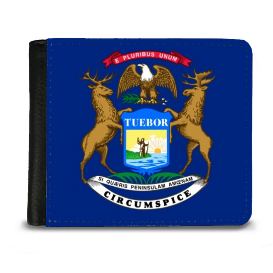 The Faux Leather Gentleman's Wallet. The State Flags Of America. Michigan.