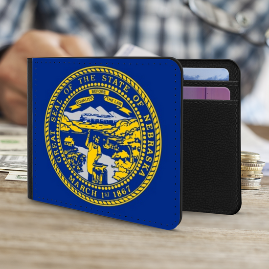 The Faux Leather Gentleman's Wallet. The State Flags Of America. Nebraska.