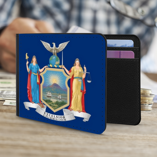 The Faux Leather Gentleman's Wallet. The State Flags Of America. New York.