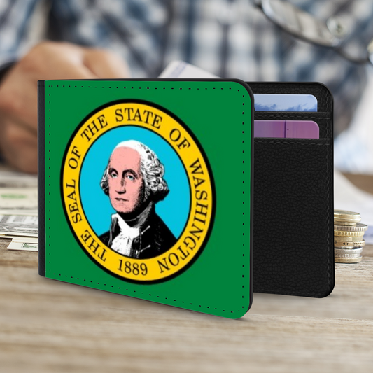 The Faux Leather Gentleman's Wallet. The State Flags Of America. Washington.