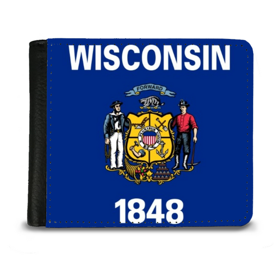 The Faux Leather Gentleman's Wallet. The State Flags Of America. Wisconsin.