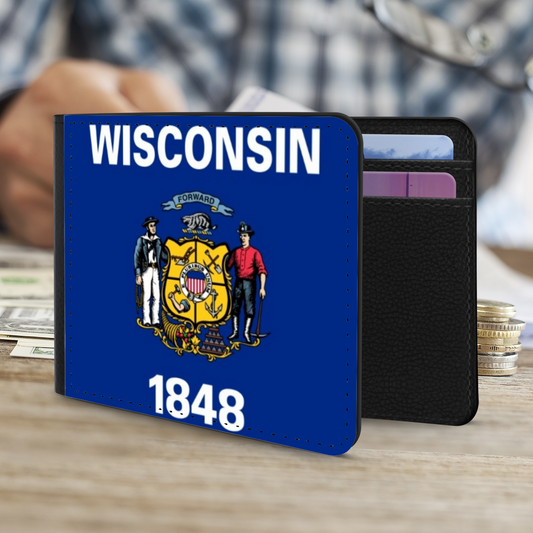The Faux Leather Gentleman's Wallet. The State Flags Of America. Wisconsin.