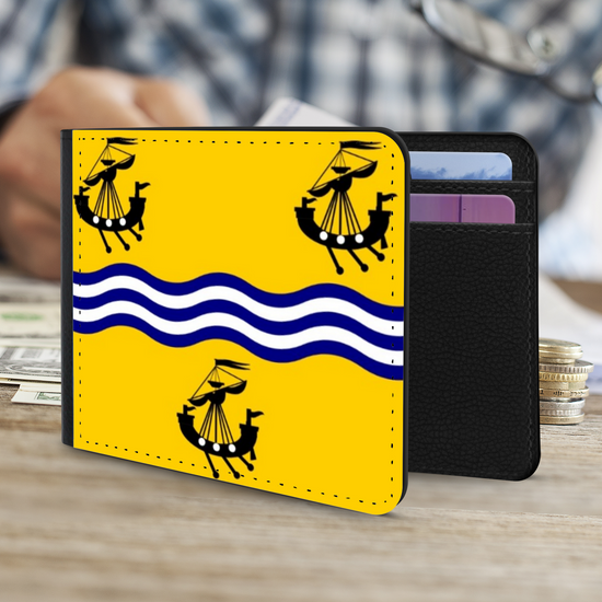 The Faux Leather Gentleman's Wallet. Scotland's Regional & Island Flags. The Council Flag  of The Outer Hebrides.